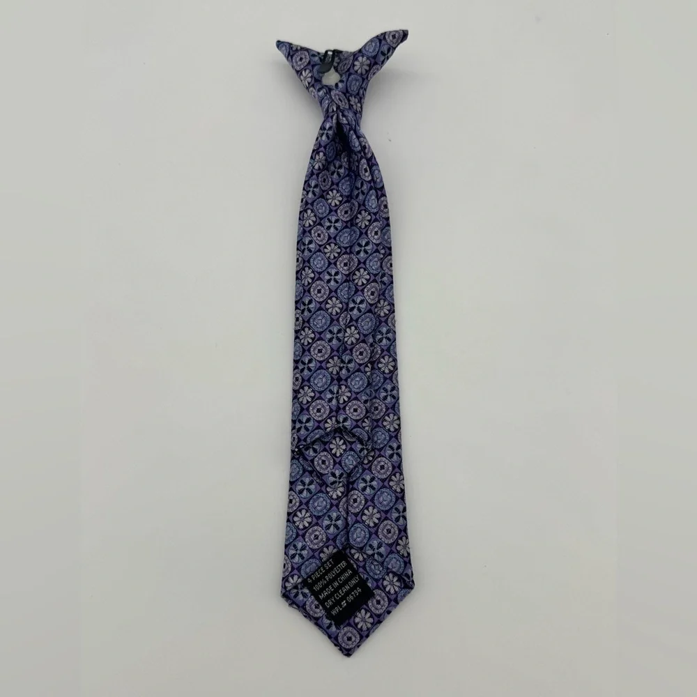 Boys elegant geometric design clip on neck tie dress outfit kids one size floral